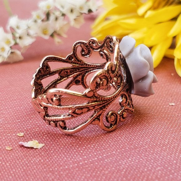 Vintaged Gray Lace Ring - Picture 5 of 7